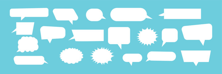 Fototapete - Speech Bubble Balloon Icon | Blank Bubbles | Communication Symbol | Message Logo | Cartoon Sign | Isolated | Variations.
