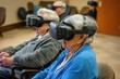 © kitipol - Group of seniors in a VR workshop, each experiencing a virtual reality environment, engaging with new technology