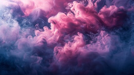 Poster - Swirling pink and purple clouds of smoke creating an abstract pattern in a dark background