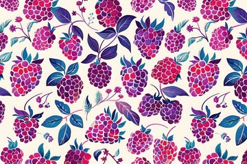 Wall Mural - raspberry pattern with free-spirited design