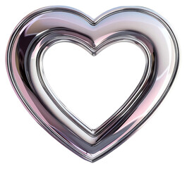 Sticker - PNG  Metallic heart-shaped frame illustration