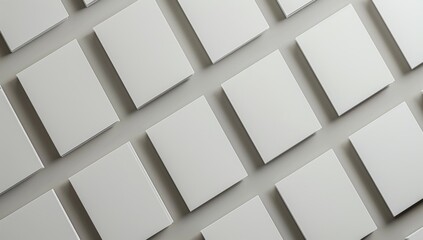 Poster - Many blank business cards mockup ordered, view from above