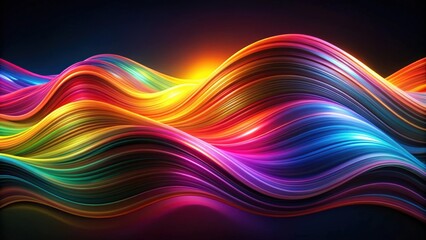 Aufkleber - Colorful bright waves in dark background, abstract waves moving, perfect for graphic editing, abstract, vibrant, colorful