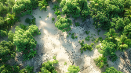 Wall Mural - map top view scene of the Kngdom of saudi arabia, filled with greenery and tree