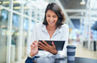 © peopleimages.com - Woman, tablet and networking email in office, research news and professional planning on app. Female person, communication and journalist on website for reading column, typing and contact client