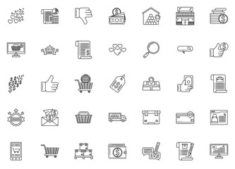 A Collection Of E Commerce Icons Collection Isolated Silhouette Solid Icons Including Payment,E-Commerce,Money,Commerce,Online-Shopping Infographic Simple Vector Illustration Logo