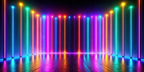 Aufkleber - Abstract neon light background with vibrant colored lights shining in the dark, neon, light, abstract, colorful