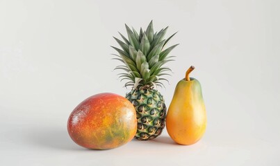 Tropical fruits: mango, pineapple and papaya