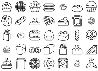 a collection of bakery vector symbols apps, websites ui designs suitable for bakery,bread,sweet,food