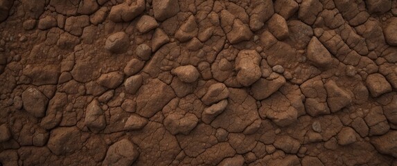 Close-Up of Cracked Brown Earth with Embedded Stones