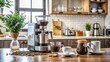 © DigitalArt Max - Freshly ground coffee beans and brewing equipment sit on a modern kitchen counter, ready to be used to make a perfect cup of coffee at home.