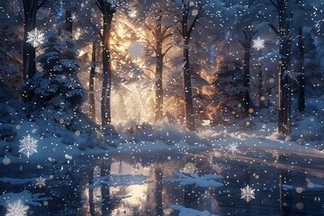 Wall Mural - winter forest 