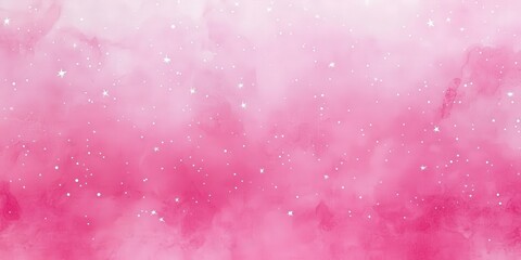 Poster - Pink Watercolor Sky with Sparkling Stars