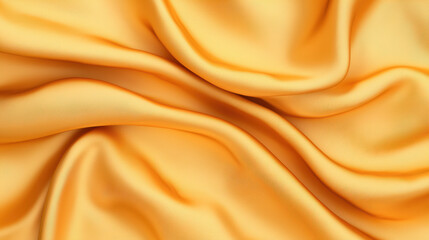 Poster - a close-up shot of smooth, flowing yellow fabric with soft folds and textures, creating a luxurious 