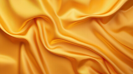 Poster - a close-up view of luxurious, smooth, and vibrant yellow silk fabric, featuring elegant folds and a 