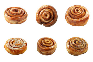 Wall Mural - Six Glazed Cinnamon Rolls with Various Toppings