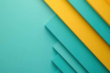 Poster - Modern abstract background with overlapping geometric shapes in vibrant teal and yellow colors. Perfect for web design and creative projects.