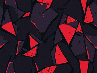 Poster - Dark, moody tones with sharp, angular forms and erratic line patterns, seamless pattern