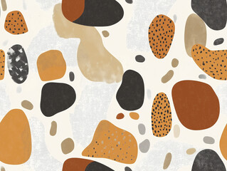 Wall Mural - Earthy, muted colors with abstract, organic forms and subtle texture variations, seamless pattern