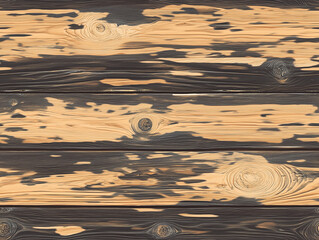 Poster - Rustic pine with visible knots and a mix of light and dark streaks, seamless pattern