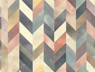 Wall Mural - Soft, muted shades with overlapping, textured herringbone patterns, seamless pattern