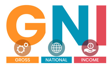 Wall Mural - GNI - Gross National Income. acronym business concept. vector illustration concept with keywords