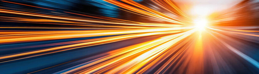Poster - Dynamic abstract image showcasing vibrant light trails with a burst of speed and energy, representing motion and technology.