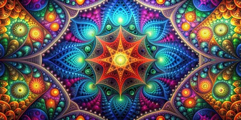 Poster - Abstract fractal background with colorful geometric shapes , abstract, fractal, background, design, digital, art, colorful