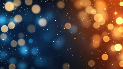 Poster - Beautiful bokeh lights in gradient blue and orange tones, creating a dreamy and magical atmosphere perfect for backgrounds and festive designs.