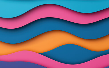 Wall Mural - Colorful abstract wave pattern with vibrant pink, blue, and orange flowing shapes. Modern design concept ideal for backgrounds and design projects.