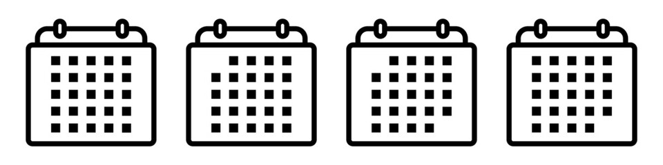 Fototapete - Calendar line icons. Vector illustration isolated on white background.