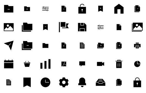 Mega Set Of Vector Fisrt Vector Symbols Apps, Websites Ui Designs Suitable For File,Document,Page,New,Folder Outline Icons Collection. Simple Vector Illustration