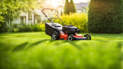 mowing grass