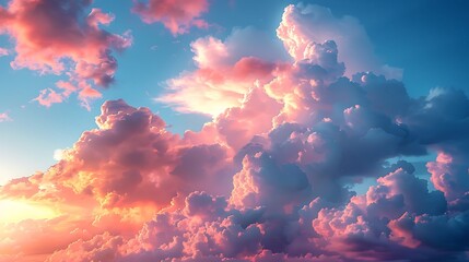 Sticker - A dreamy pastel sky with fluffy clouds in soft pink, blue, and purple hues. The tranquil scene enhances the peaceful atmosphere. Wide-angle shot, hd quality, natural look. --ar 16:9 --v 6.0