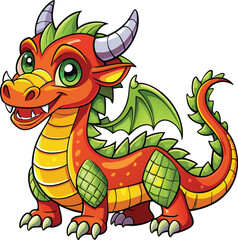 Sticker - A dragon cartoon vector illustration