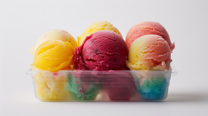 Poster - Plastic container of smooth, colorful sorbet