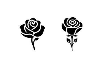 Set of Rose silhouette vector illustration.