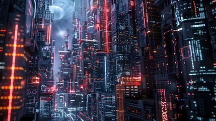 Poster - A futuristic cityscape powered by deep neural networks, where every building and structure pulses with the complex patterns and data flows of advanced AI systems
