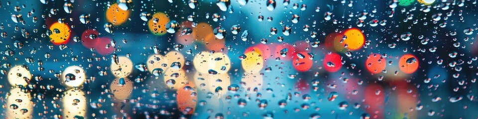 Poster - Raindrops on a vehicle's windshield during a stormy weather.