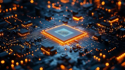  Abstract electronic circuit, tech digital background, computing system connectivity design 