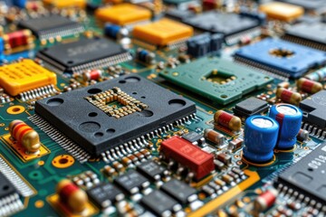Poster - Close-up of Electronic Circuit Board with Components