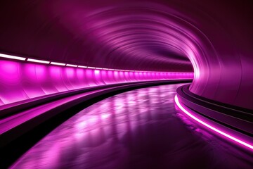 Poster - Illuminated Curved Tunnel with Pink Lighting