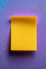 Poster - A bright yellow sticky note with a reminder, isolated on a pastel lilac background,
