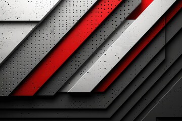 Poster - abstract geometric pattern with red and gray stripes