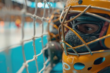 Intense Olympic Moment: Field Hockey Goalie Gloves Block Quick Shot