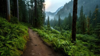 Wall Mural - Enchanting Elwha River Trail: Exploring the Deep Forests of Olympic National Park