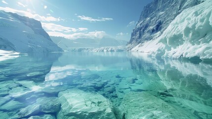 Wall Mural - scientific expedition to study a glacier-fed lake renowned for its exceptionally clear water.