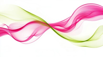 Poster - colorful flowing abstract design with pink and green waves on a white background