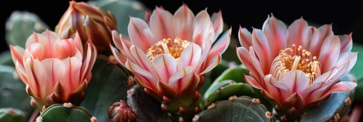 Wall Mural - Blooming Gymnocalycium Mihanovici showcasing stunning flowers