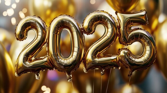 Shiny gold foil balloons spelling 
